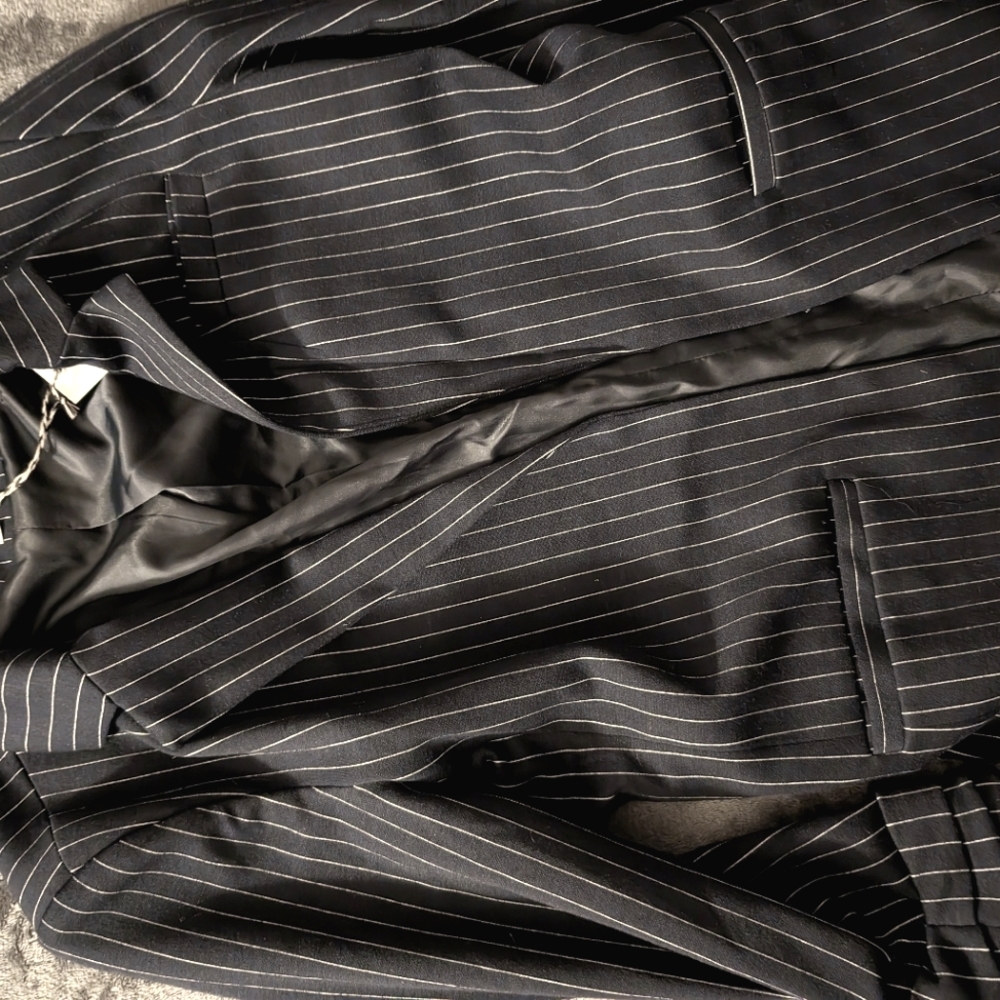 Ellison Open Face Pinstripe Navy/White Oversize Blazer